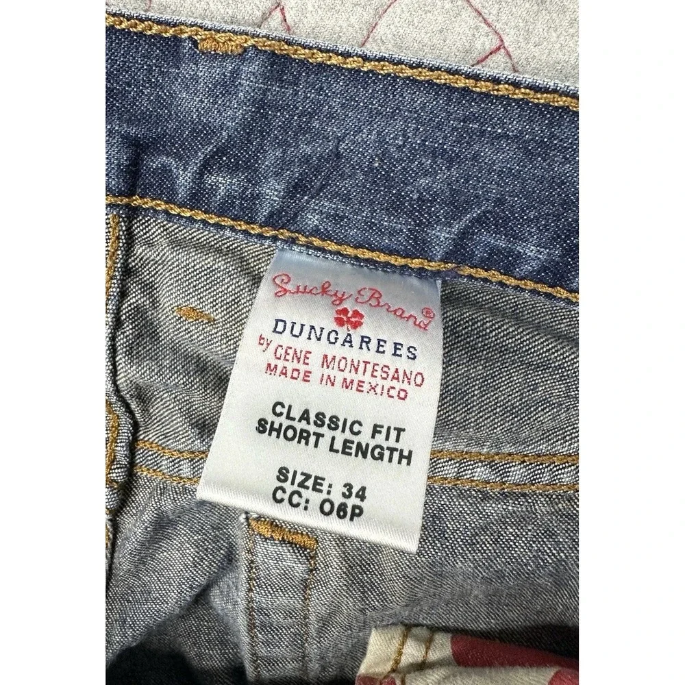 Vintage Lucky Brand Dungarees Jeans Mens‎ 34 Blue Classic Fit Short Length